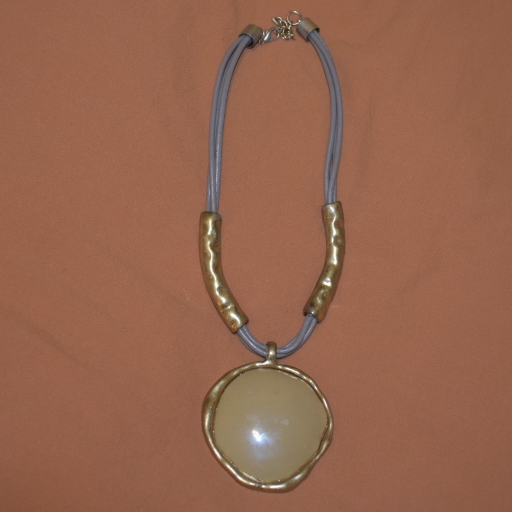 Faux Gold and Caramel Colored Statement Necklace